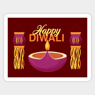 Happy Diwali Diya Lanterns Magnet